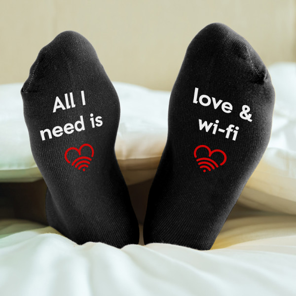 Women's socks with print on the soles "Love & Wifi" Women's socks with print on the soles "Love & Wifi"