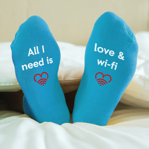 Women's socks with print on the soles "Love & Wifi" Women's socks with print on the soles "Love & Wifi"