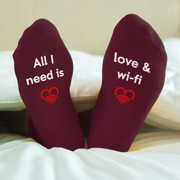 Women's socks with print on the soles "Love & Wifi" Women's socks with print on the soles "Love & Wifi"