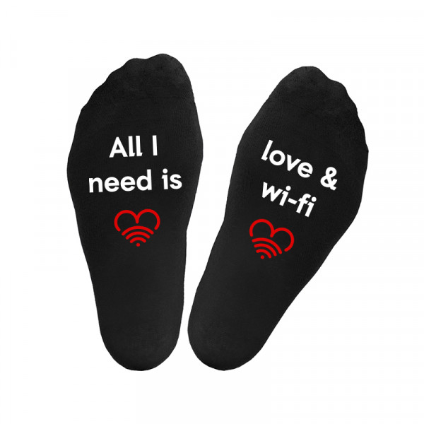 Women's socks with print on the soles "Love & Wifi" Women's socks with print on the soles "Love & Wifi"