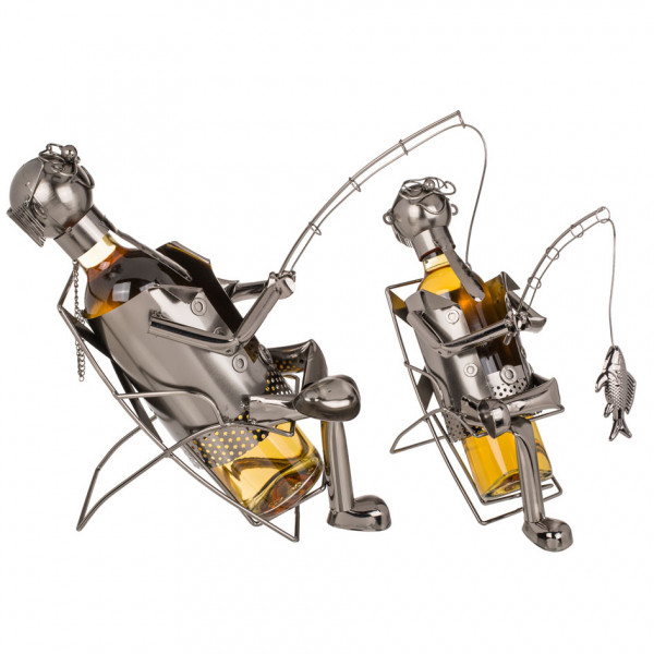 Metal bottle holder "Fisherman on a Chair"