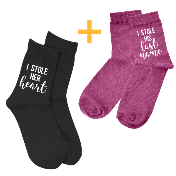 Couple's socks set "Stolen heart and last name" Couple's socks set "Stolen heart and last name"