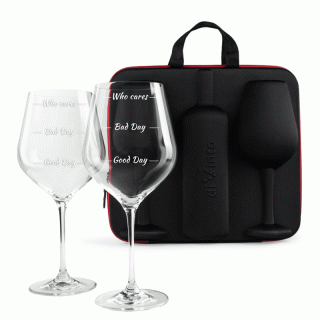 Wine Glass Set "Who Cares"