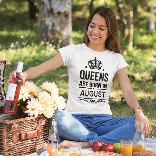 Women's T-shirt "Queens are born" with your selected month