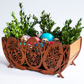 Wooden Basket "Colorful Easter"