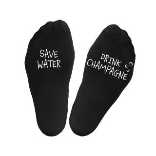 Women's socks with print on the soles „Save water.Drink champagne“
