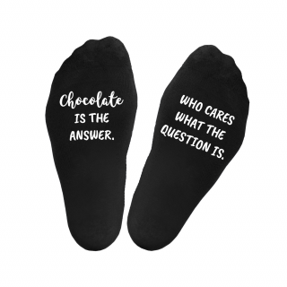 Women's socks with print on the soles „Chocolate is the answer“