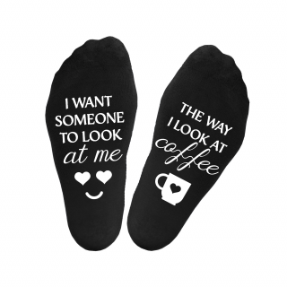 Women's socks with print on the soles „I want someone to look at me“