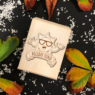 Engraved Wooden Money Box "Holiday Fund"