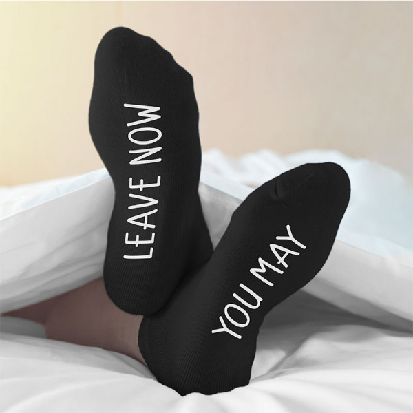 Women's socks with print on the soles „You may leave now“ Women's socks with print on the soles „You may leave now“