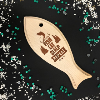 MINI Engraved Wooden Cutting Board "Fish, eat, sleep. REPEAT"