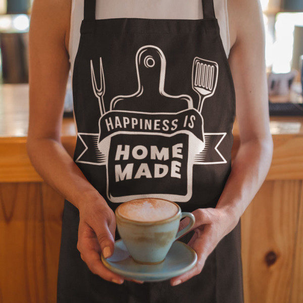 Cotton apron "Happiness is home made"