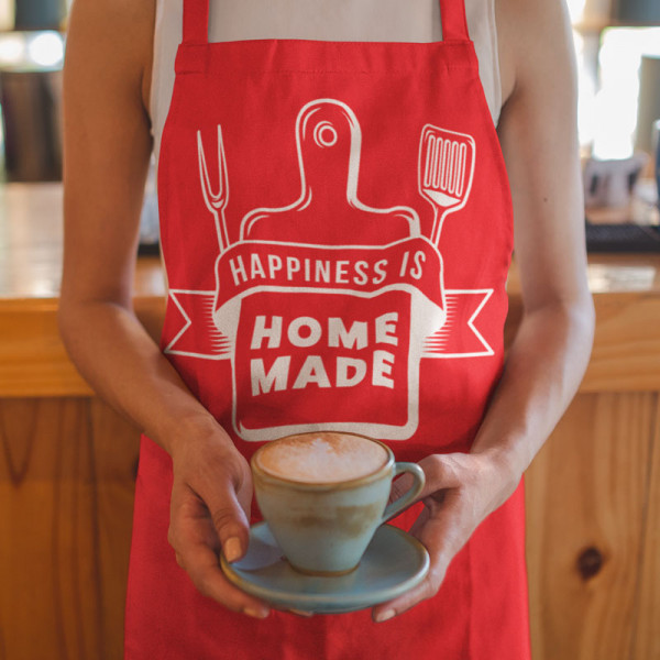 Cotton apron "Happiness is home made"