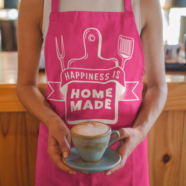 Cotton apron "Happiness is home made"