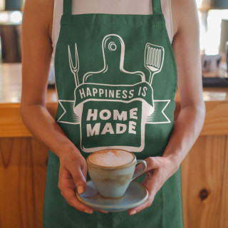 Cotton apron "Happiness is home made"