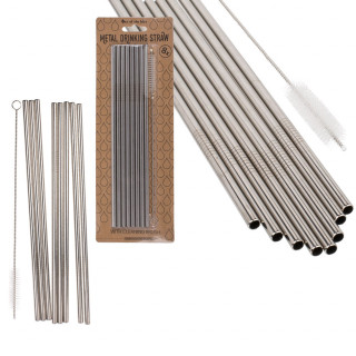 Stainless steel metal drink straws "OCTET" (8 pcs.)