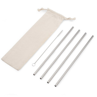 Stainless steel metal drink straws "ROKKO" (4 pcs.)