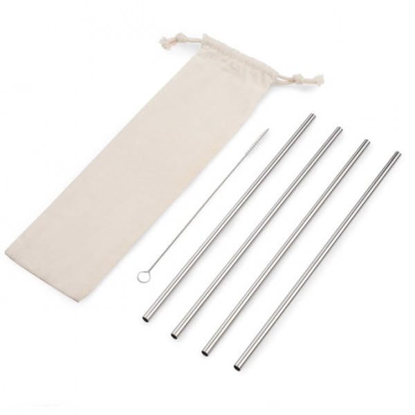 Stainless steel metal drink straws "ROKKO" (4 pcs.) Stainless steel metal drink straws "ROKKO" (4 pcs.)