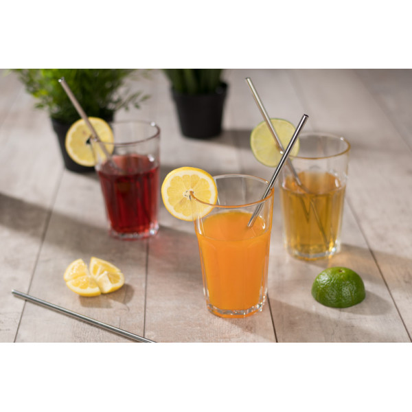Stainless steel metal drink straws "ROKKO" (4 pcs.) Stainless steel metal drink straws "ROKKO" (4 pcs.)
