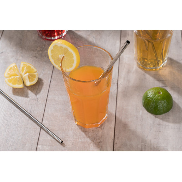 Stainless steel metal drink straws "ROKKO" (4 pcs.) Stainless steel metal drink straws "ROKKO" (4 pcs.)