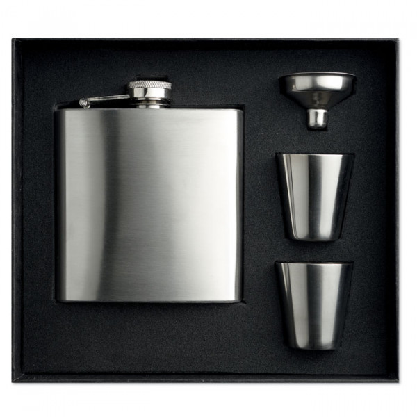 Flask set with cups and funnel "ALBYN" (180ml) (with engraving option for an additional fee)