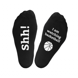 Socks with print on soles "I am watching basketball"