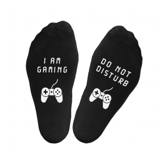 Socks with print on soles "I am gaming, do not disturb"