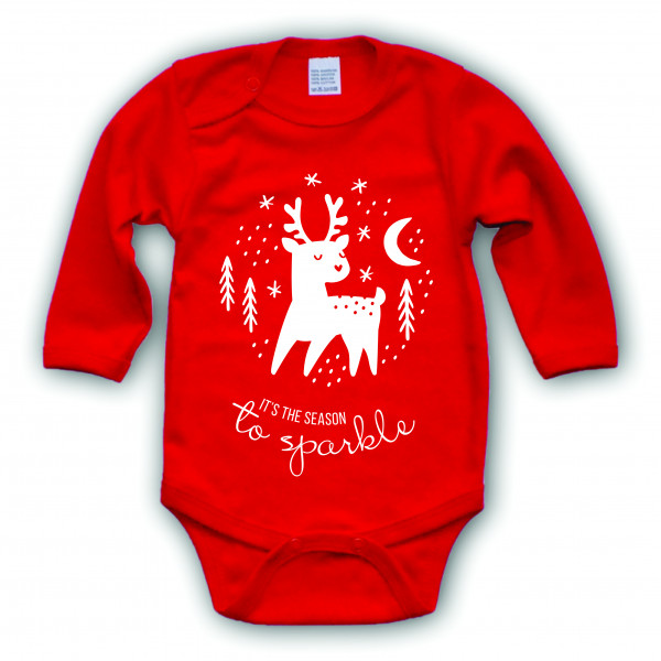 Red baby romper "It's the season to sparkle" Red baby romper "It's the season to sparkle"
