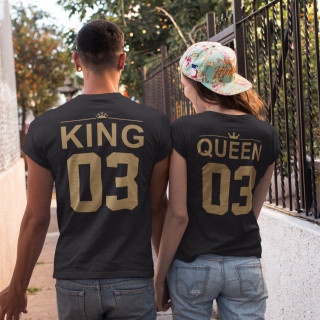 T-shirt set "King & Queen" with numbers on the back