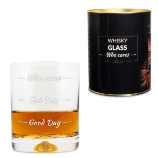Whiskey Glass "Who Cares"
