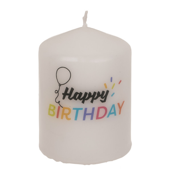 Cylindrical candle "Happy Birthday" Cylindrical candle "Happy Birthday"