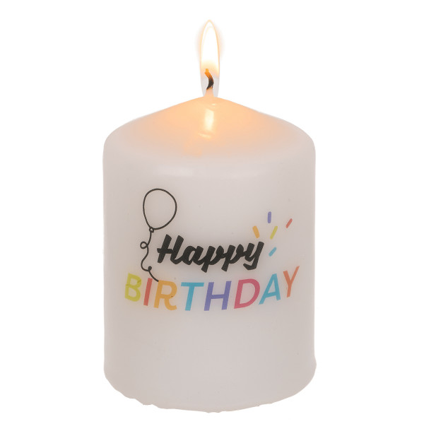 Cylindrical candle "Happy Birthday" Cylindrical candle "Happy Birthday"
