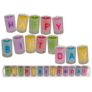 Birthday candle set in glass containers