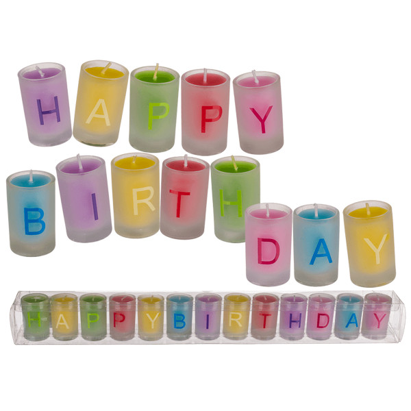 Birthday candle set in glass containers Birthday candle set in glass containers