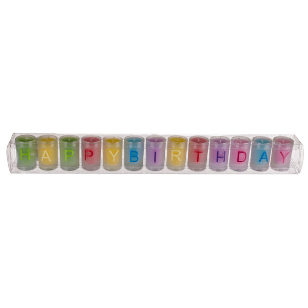 Birthday candle set in glass containers Birthday candle set in glass containers