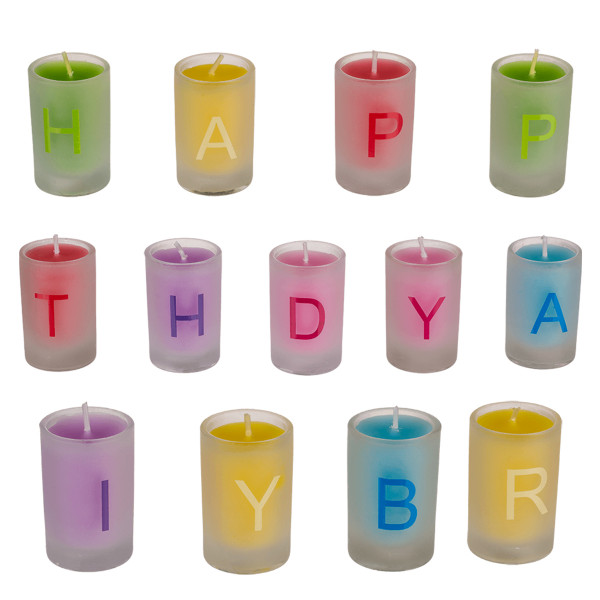 Birthday candle set in glass containers Birthday candle set in glass containers