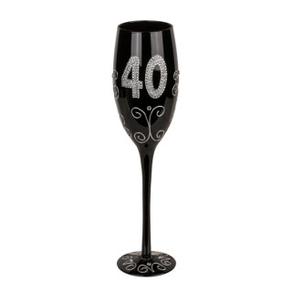 Black champagne glass with number "40"