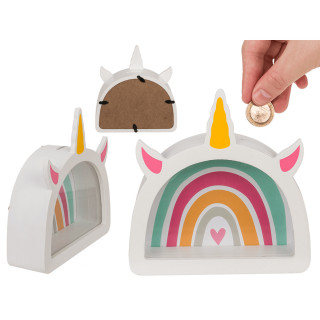 Wooden piggy bank - frame "Rainbow unicorn"