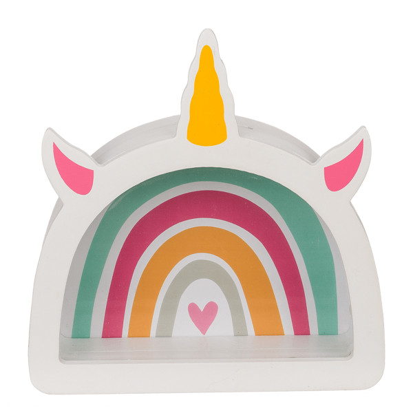 Wooden piggy bank - frame "Rainbow unicorn" Wooden piggy bank - frame "Rainbow unicorn"
