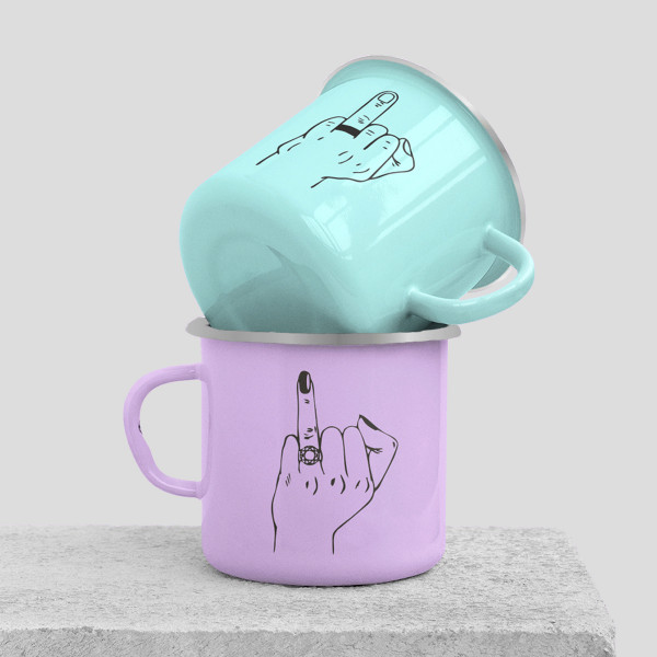 Metal Mug Set for Couples "Just married"