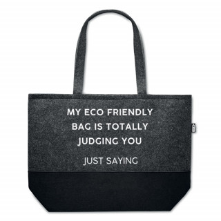 Eco-felt shopping bag "Judging you"