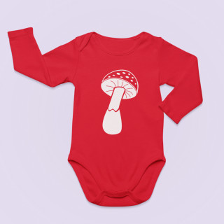 Red baby romper "Toadstool"