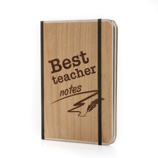A5 wooden-cover notebook "Best Teacher Notes"