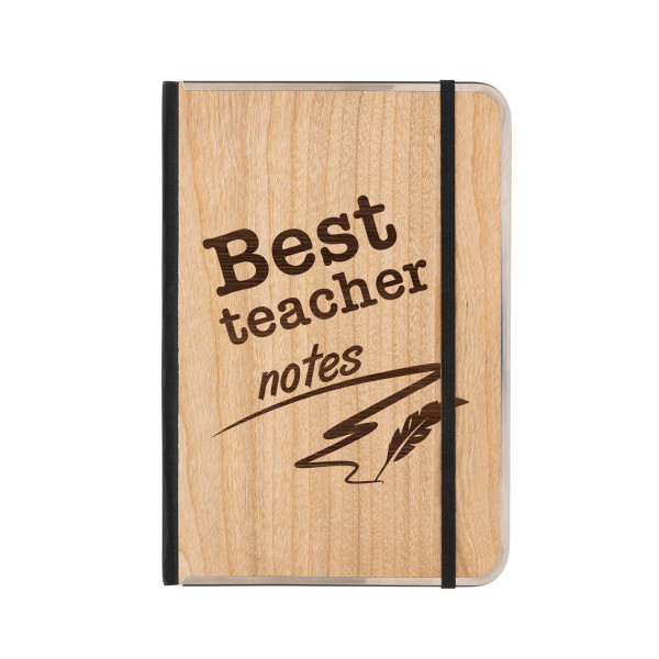 A5 wooden-cover notebook "Best Teacher Notes"