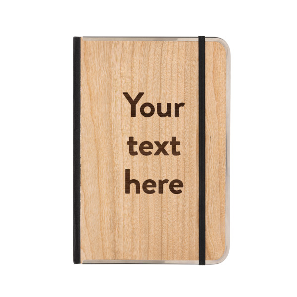 A5 wooden-cover notebook "TREELINE" with your personalized text