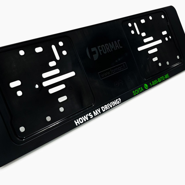 Car number plate frame "How's My Driving" Car number plate frame "How's My Driving"