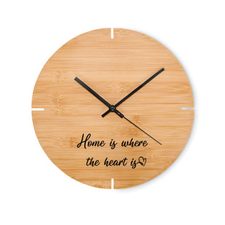 Bamboo wall clock "Home is where the heart is"