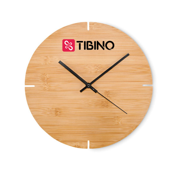 Bamboo wall clock with your logo