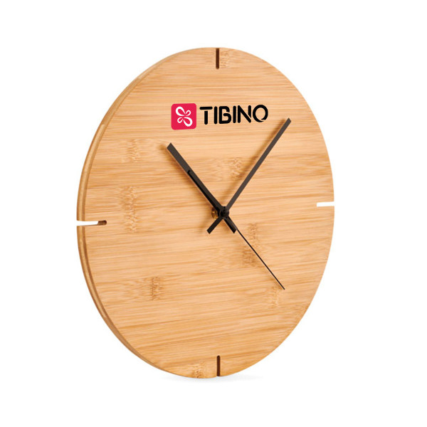 Bamboo wall clock with your logo
