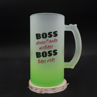 Beer mug "Boss doesn't make mistakes - Boss takes risks"